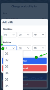 Add shift pop up window