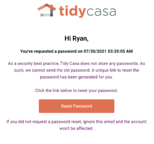 Password  reset email