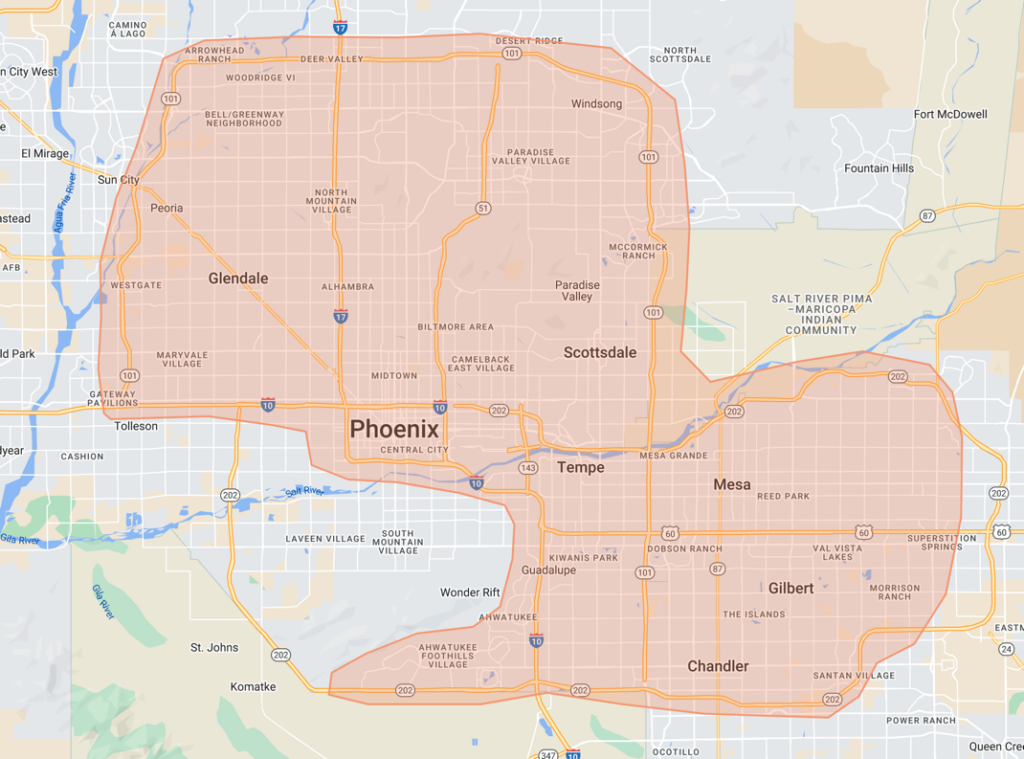 Phoenix Metro home cleaning service area